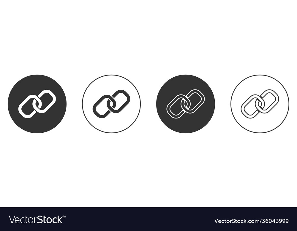 Black chain link icon isolated on white background