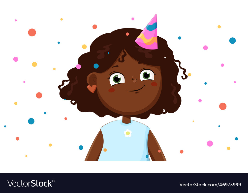 Black skin happy cute child in a birthday party Vector Image