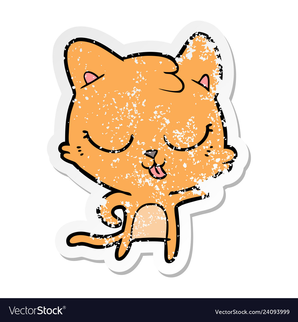 Distressed sticker of a cartoon cat Royalty Free Vector