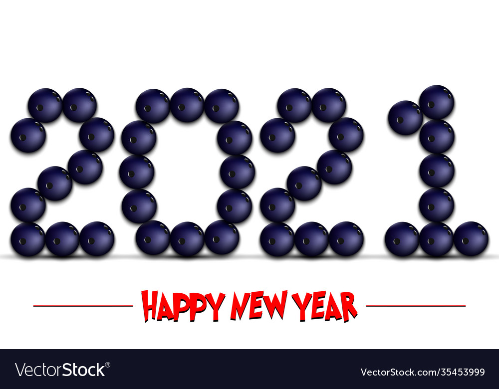 Happy new year 2021 made from bowlingballs