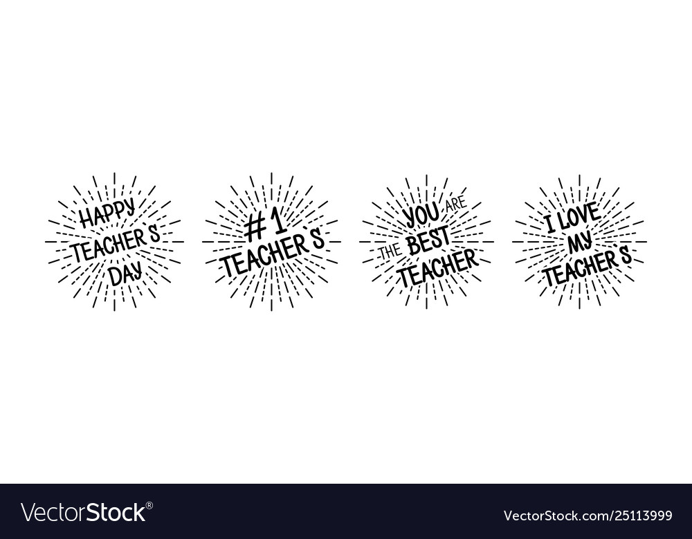 Teachers day with burst black colored set Vector Image