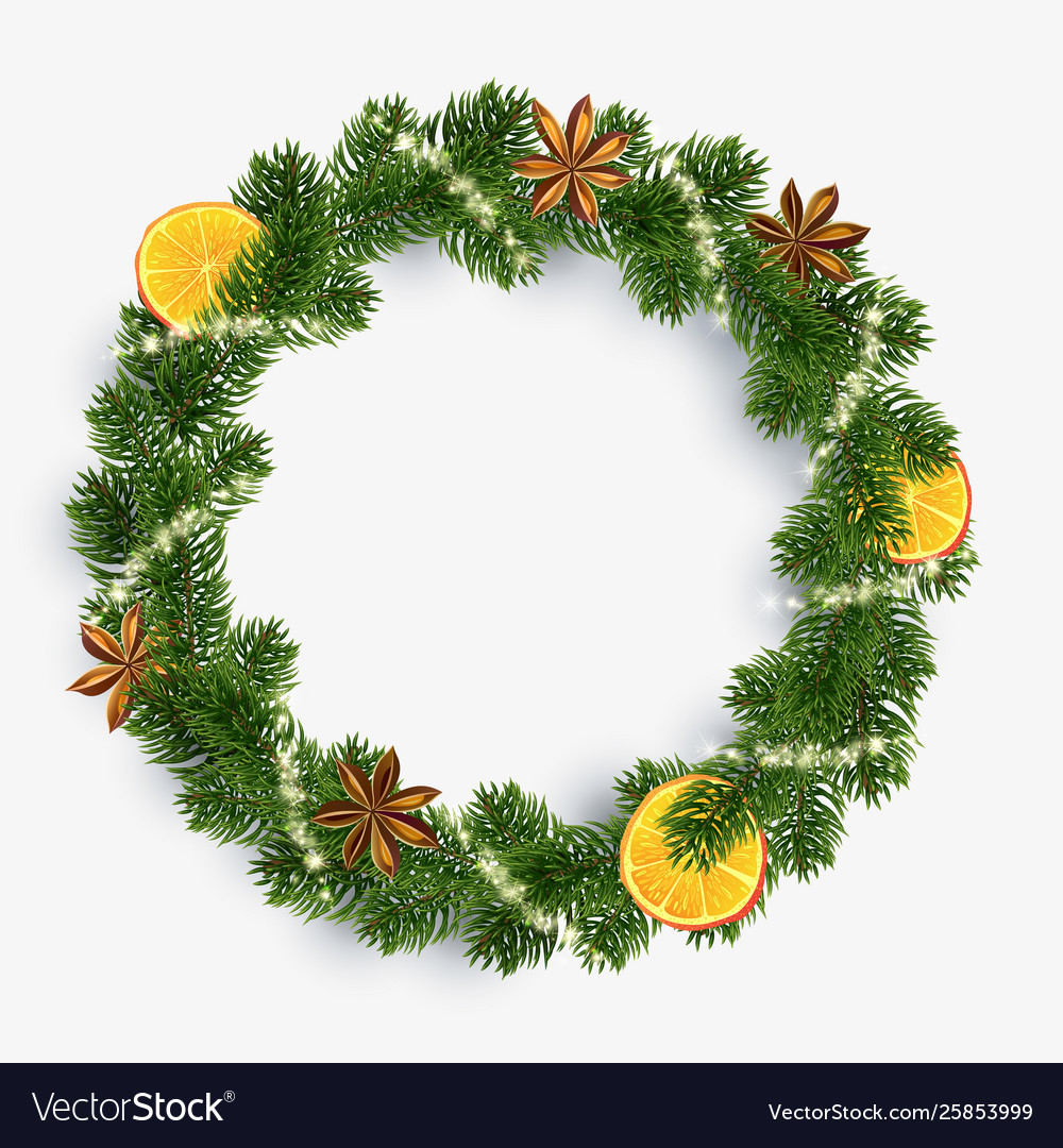 Xmas wreath garland spices orange and fir