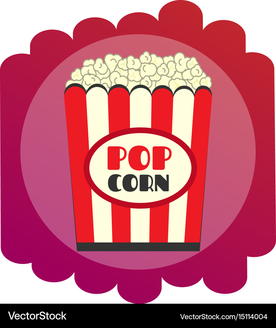 Bright Flat Popcorn Icon Sign Cinema Royalty Free Vector