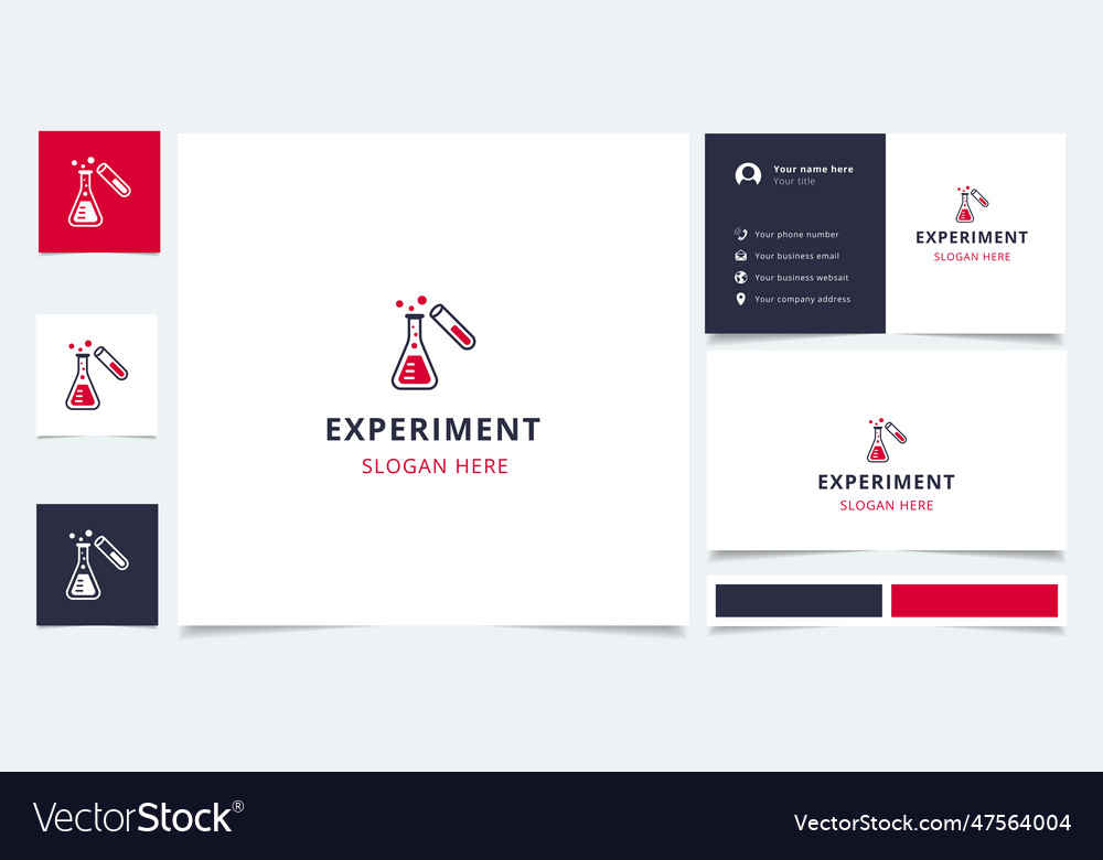 Experiment logo design with editable slogan Vector Image