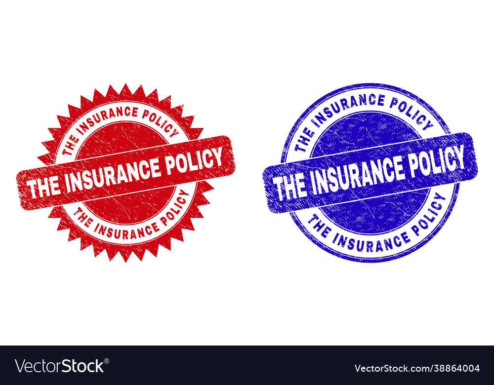 Insurance policy rounded and rosette stamps Vector Image