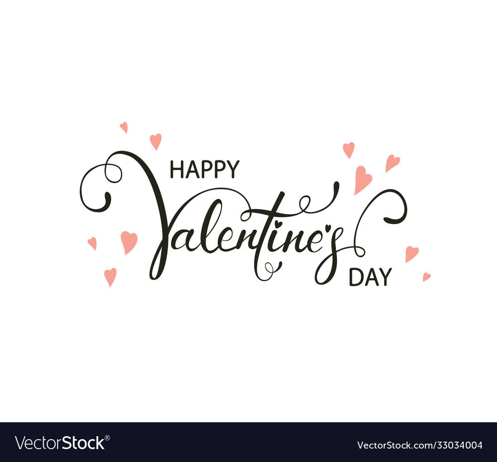 Text happy valentines day with pink hearts Vector Image