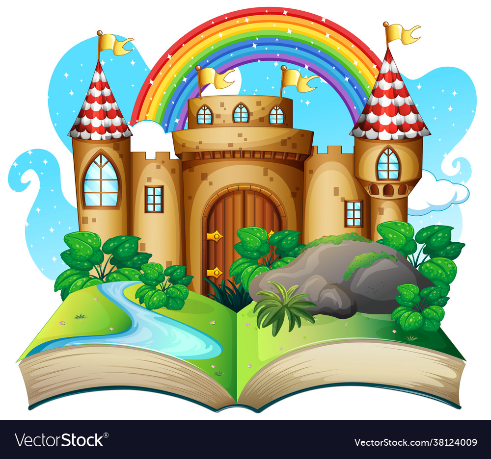 3d pop up book with castle fairy tale theme Vector Image