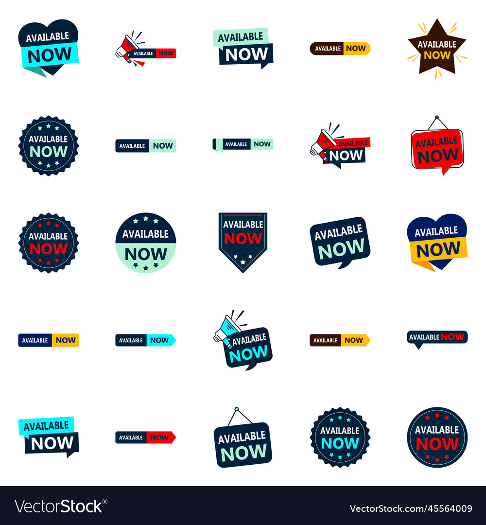 Available now 25 banners for a strong Royalty Free Vector