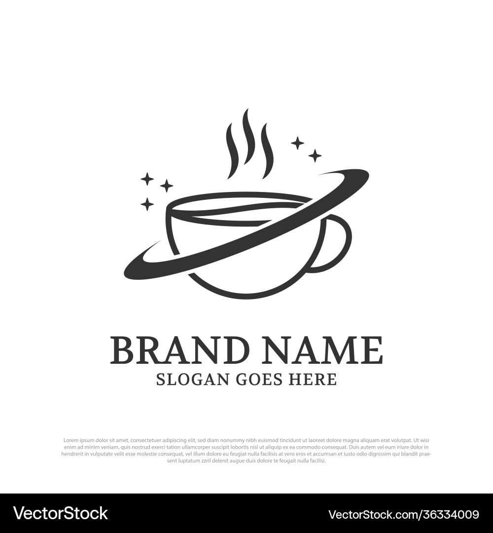 Coffee space logo design with line art style best Vector Image