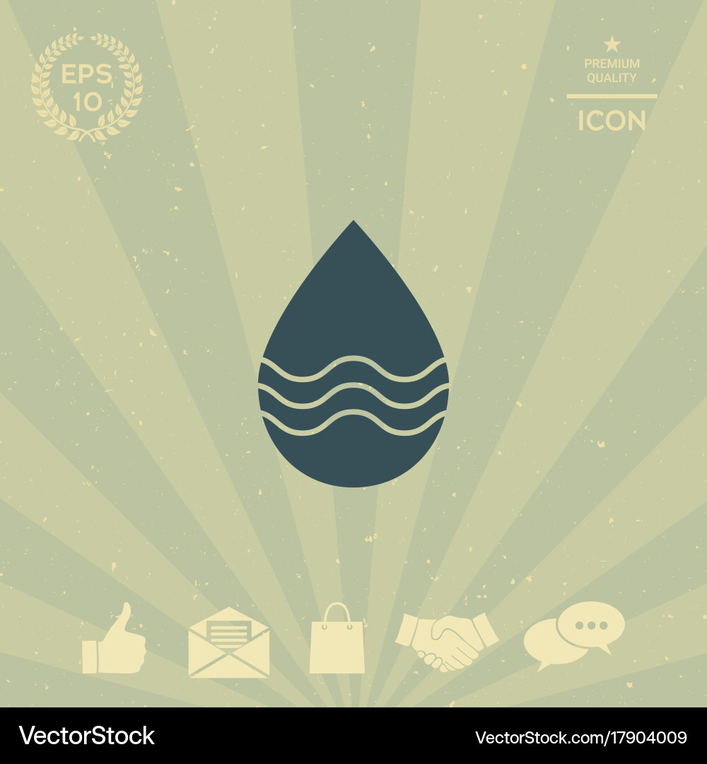 Drop icon with waves Royalty Free Vector Image