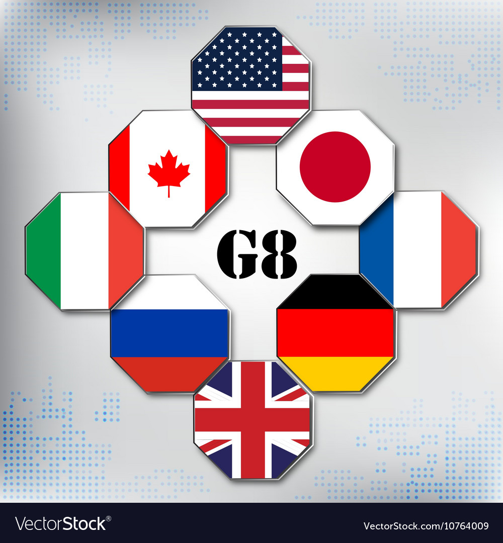 Flags of the group of eight Royalty Free Vector Image