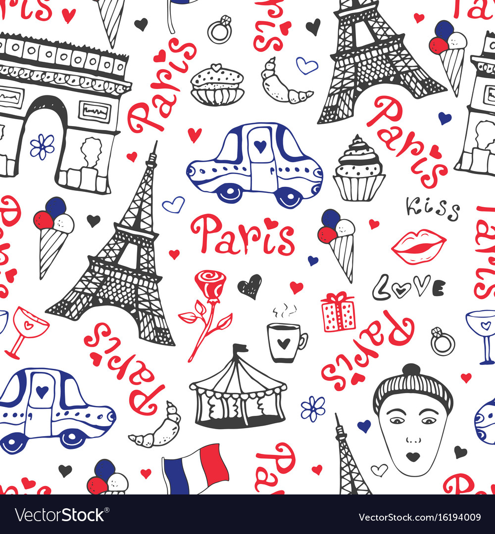 Paris seamless pattern with eiffel tower Vector Image