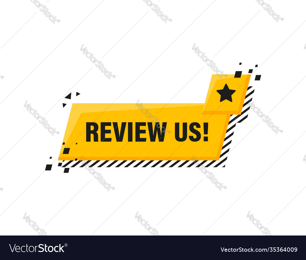 Review us sign label tag