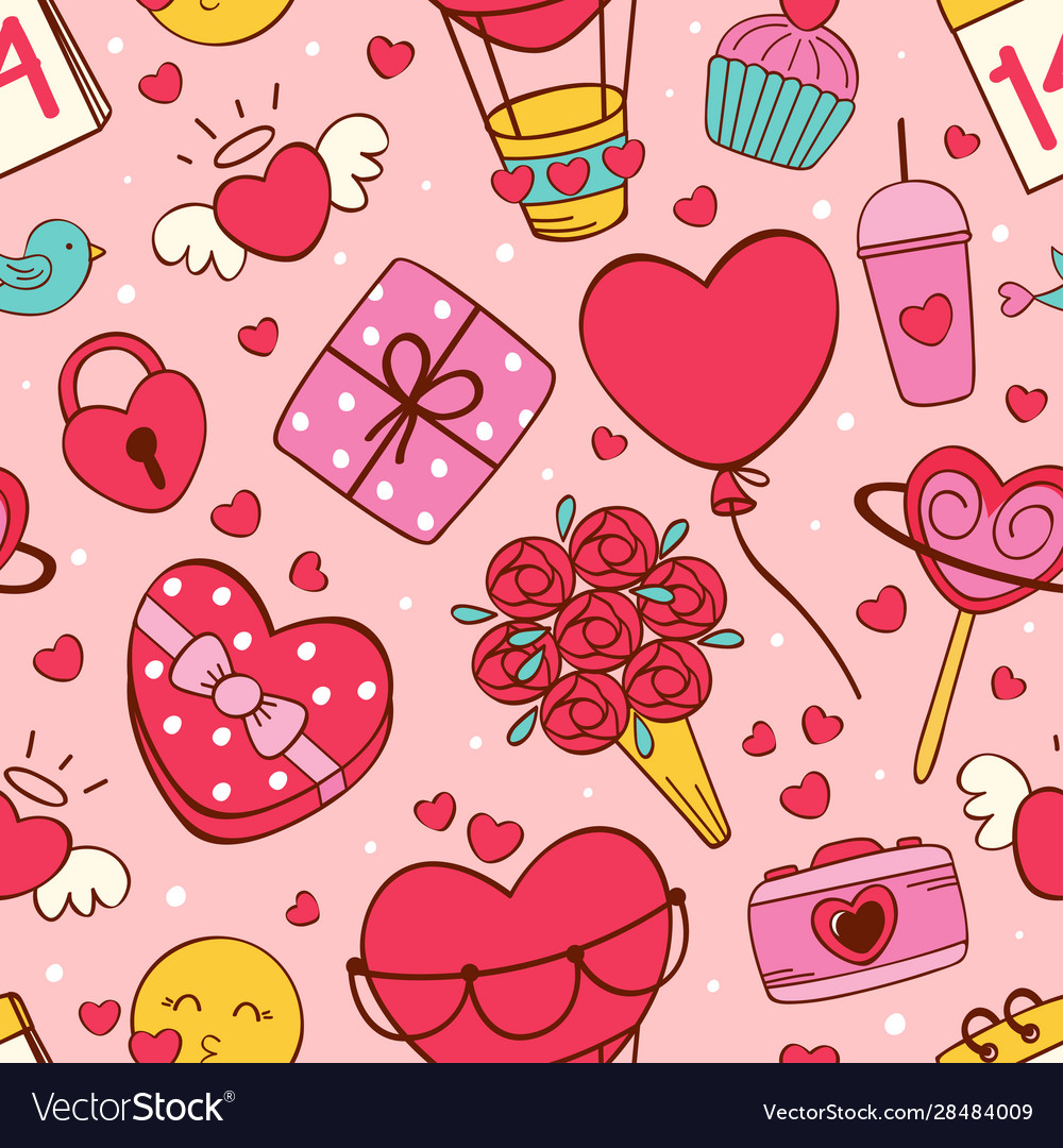 Seamless pattern with love icons vector image Seamless pattern with love icons