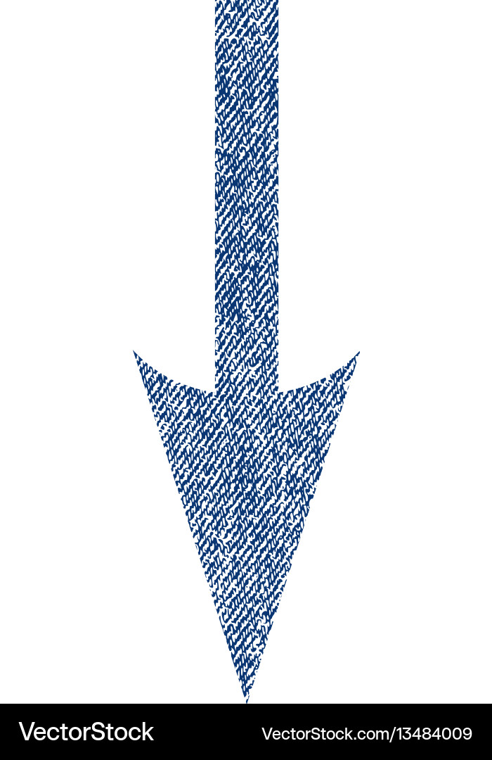 Sharp arrow down fabric textured icon Royalty Free Vector