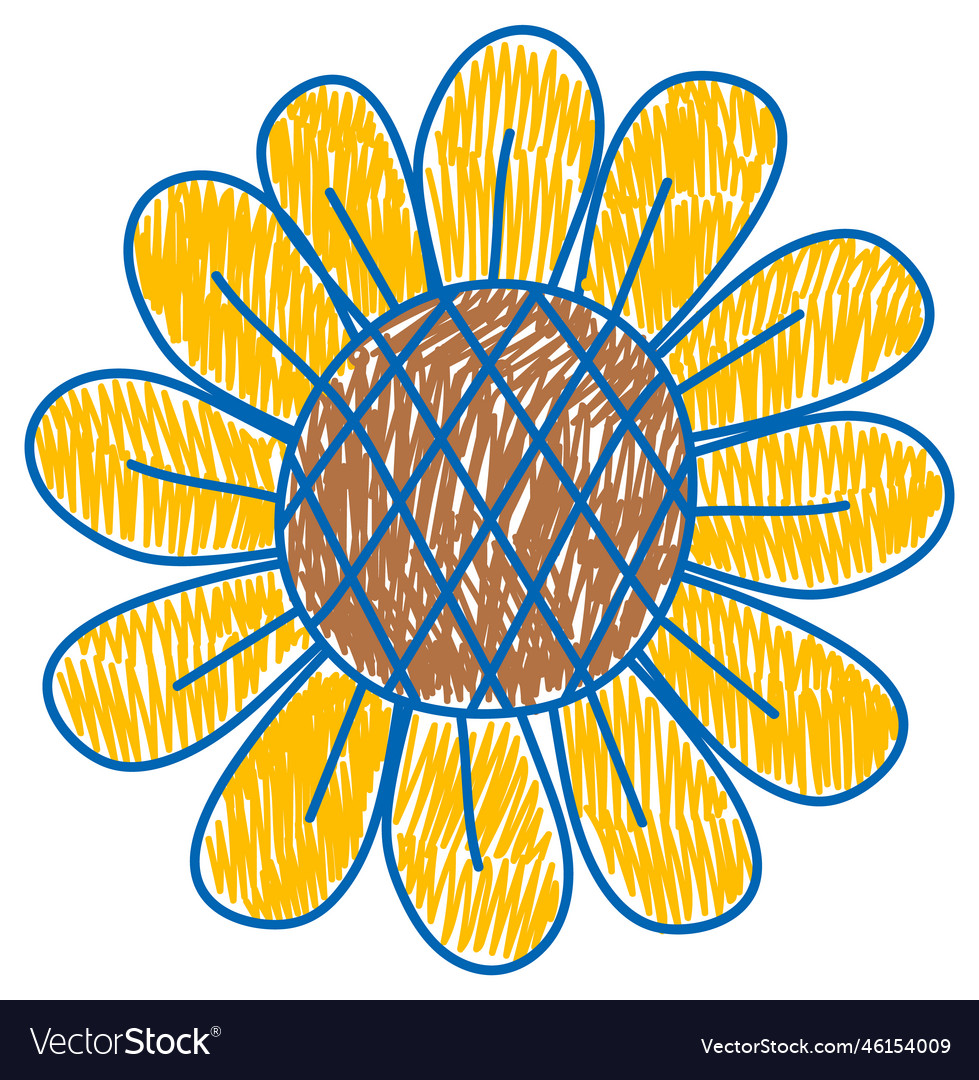 Sunflower in pencil colour sketch simple style Vector Image