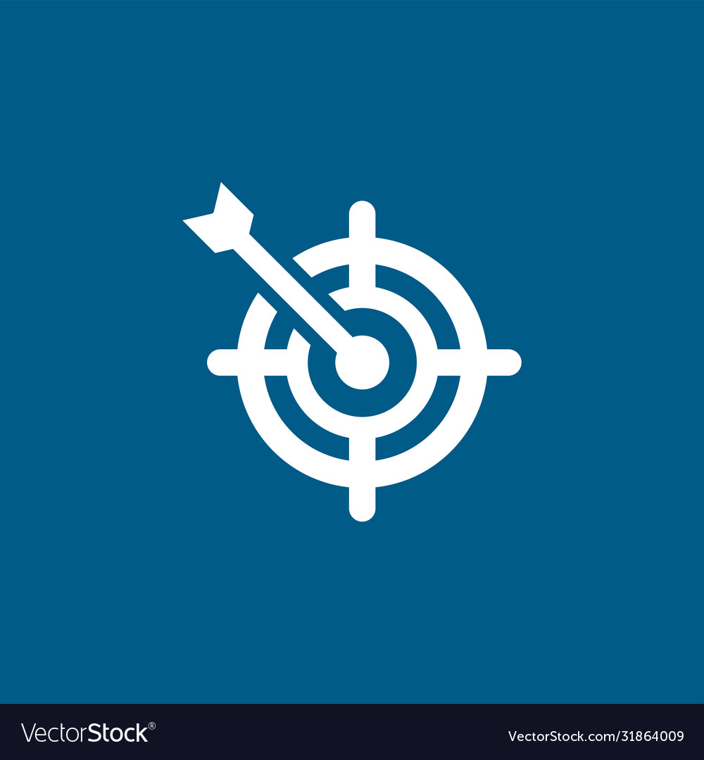 Target icon on blue background flat style