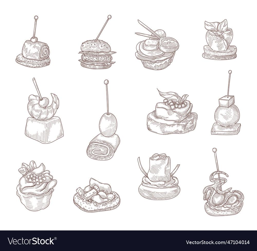 Hand drawing canape elements royalty free vector image