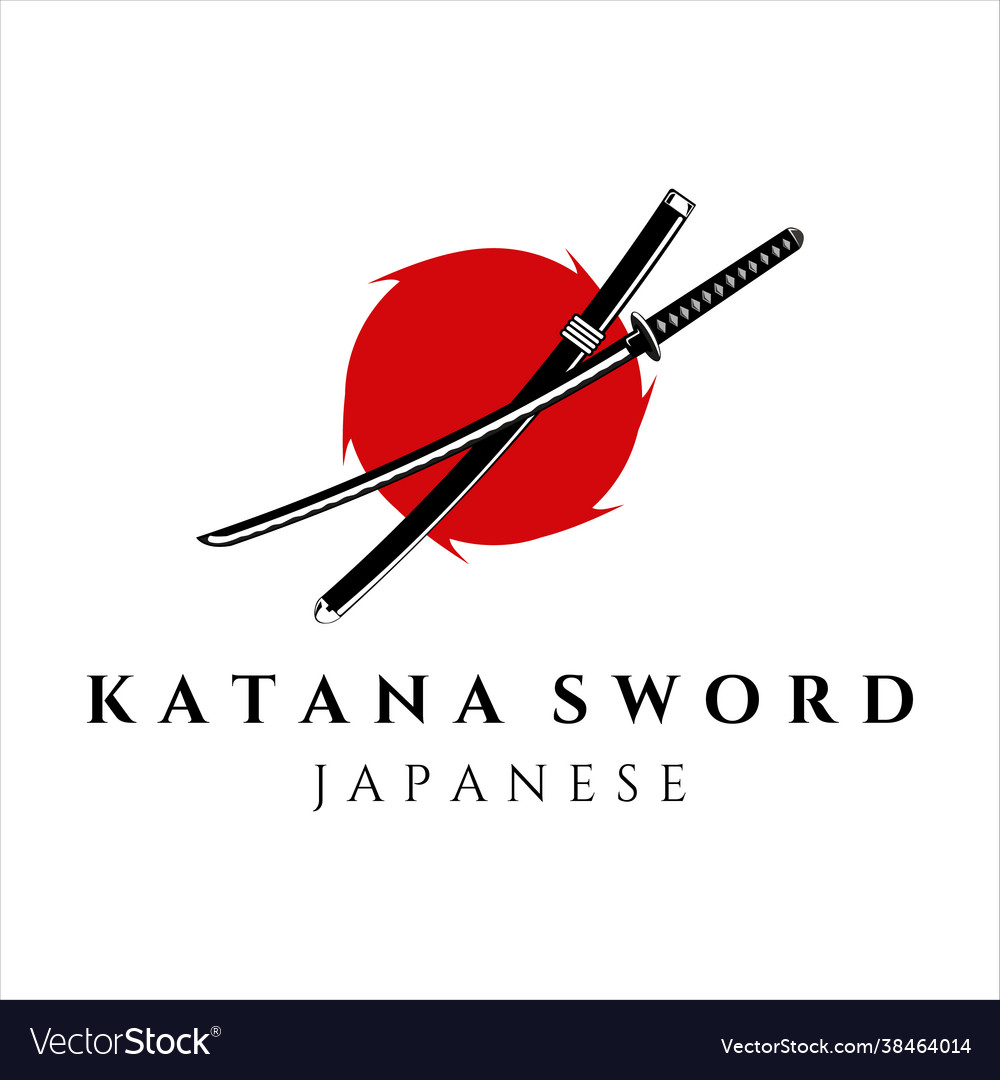 Katana sword logo vintage template design simple