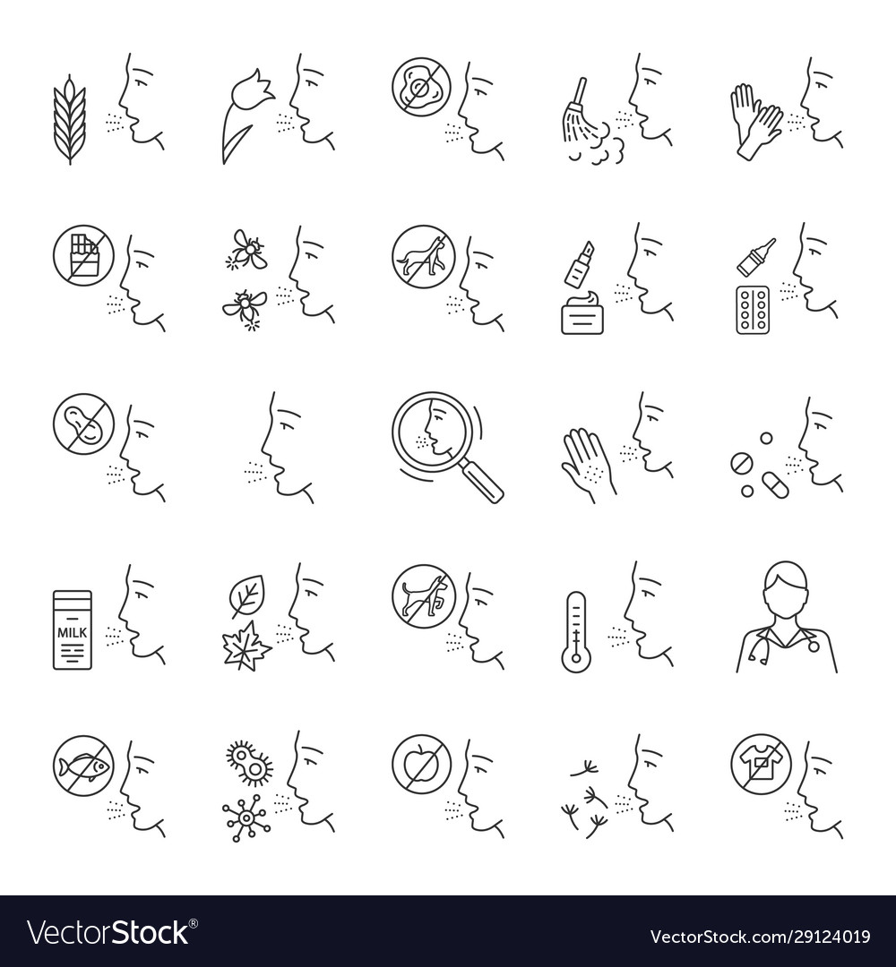 Allergies linear icons set