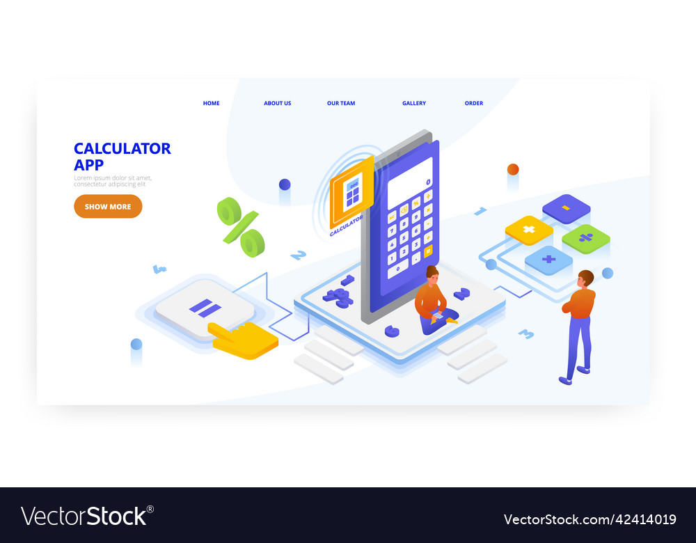 Calculator app landing page design website
