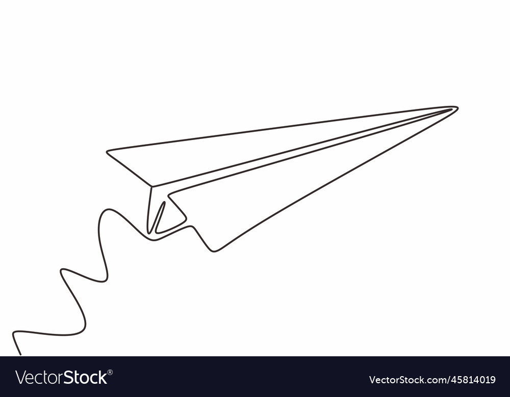 Continuous line drawing of paper airplane craft