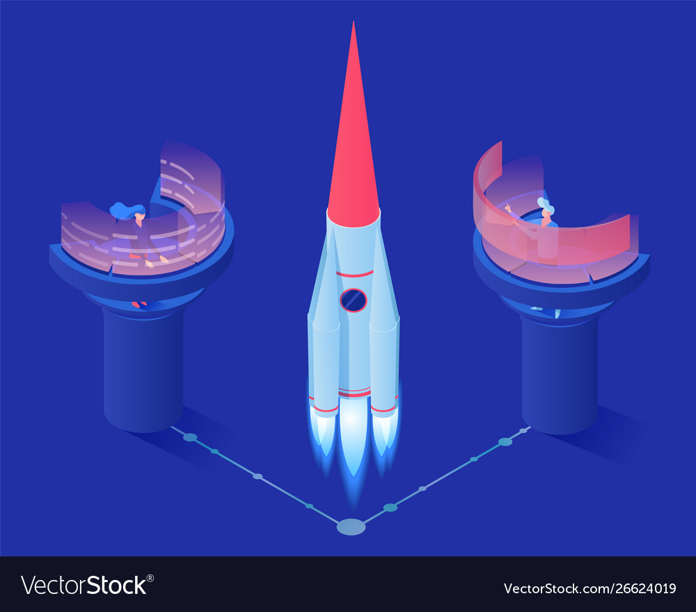 Space rocket launch isometric