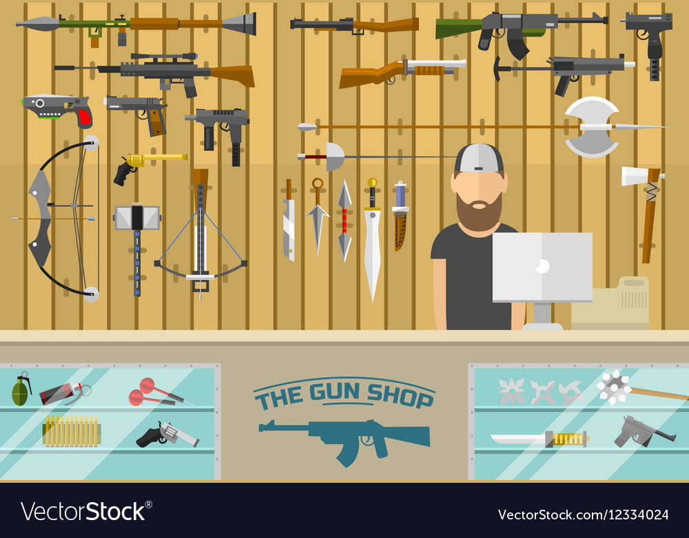 Gun shop Royalty Free Vector Image - VectorStock