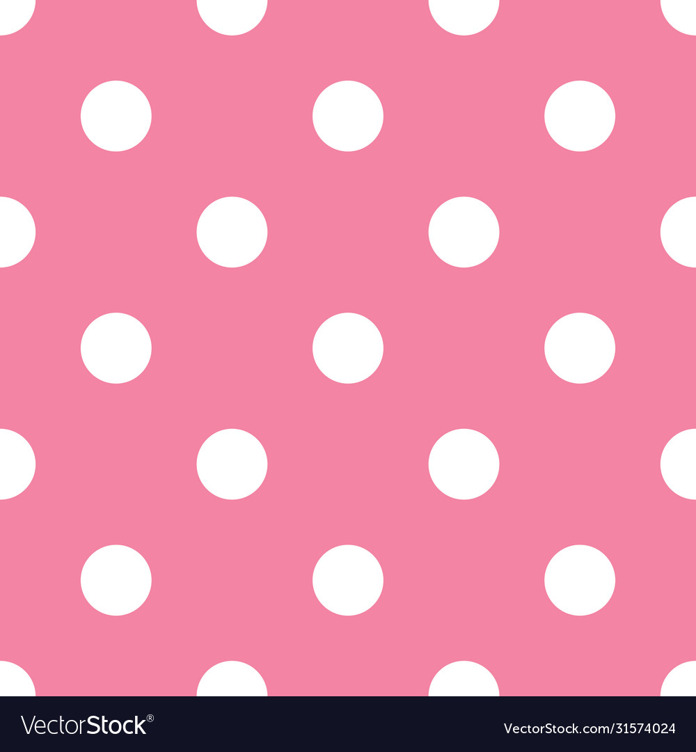 Polka dotted retro geometric pattern white on pink