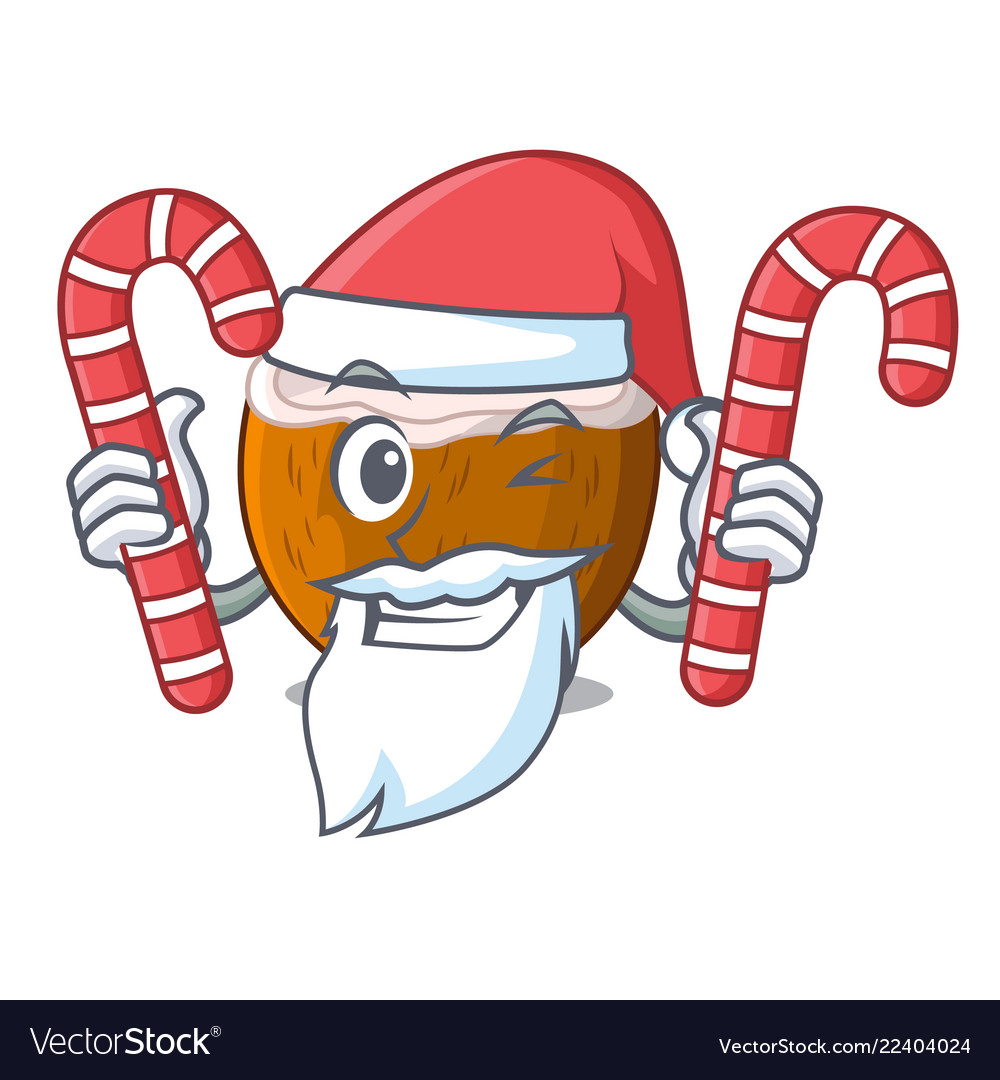 Santa with candy half coconut isolated