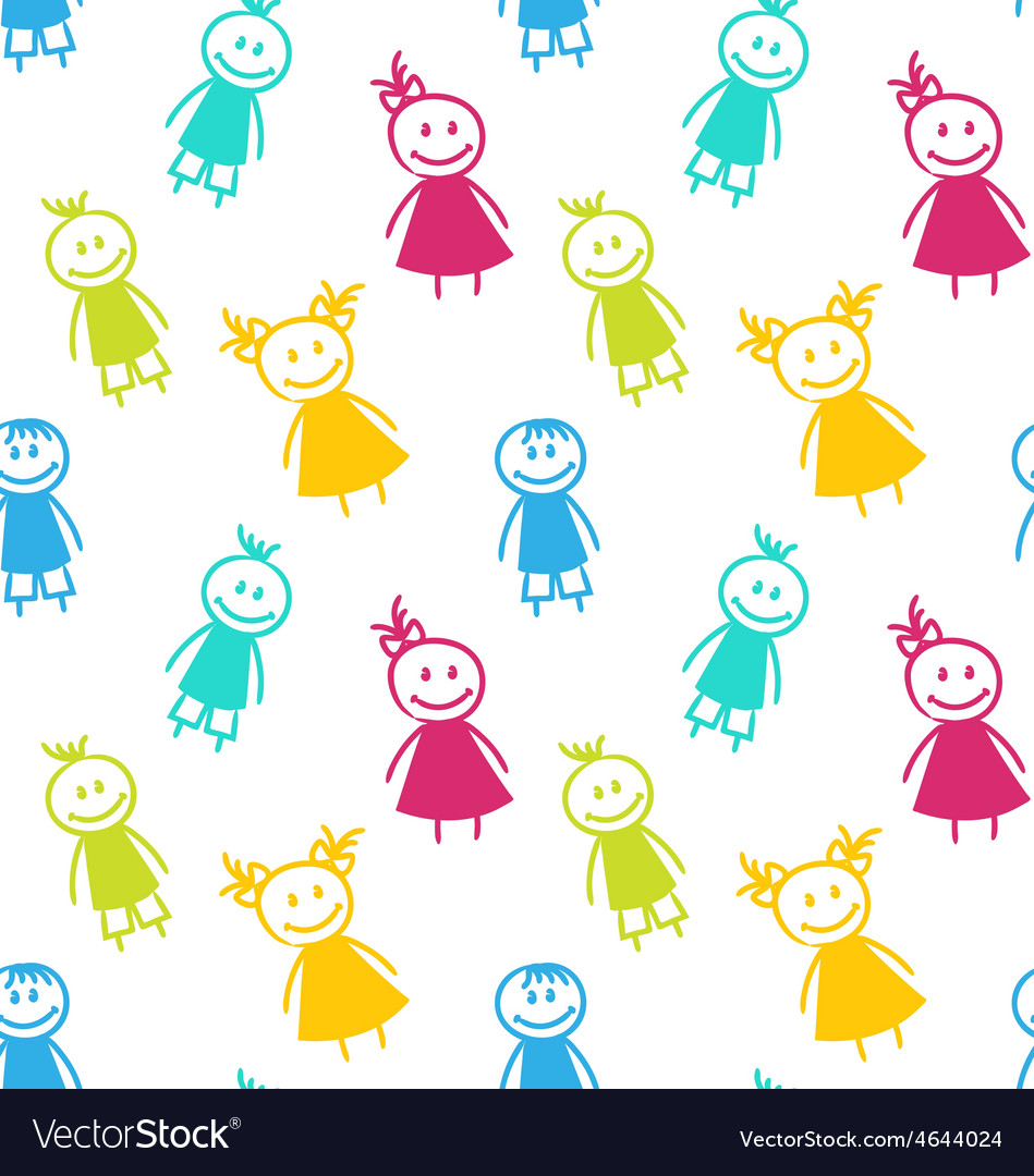 Seamless background with smiling girls and boys