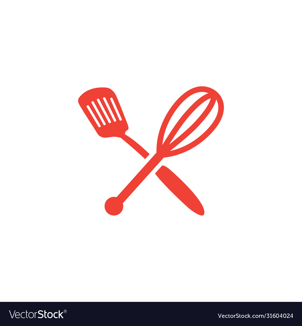 Spatula whisk red icon on white background Vector Image