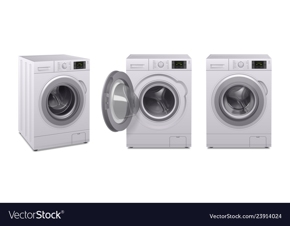 Washing machine realistic icon set Royalty Free Vector Image