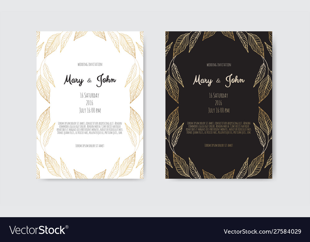 Invitation with gold floral elements