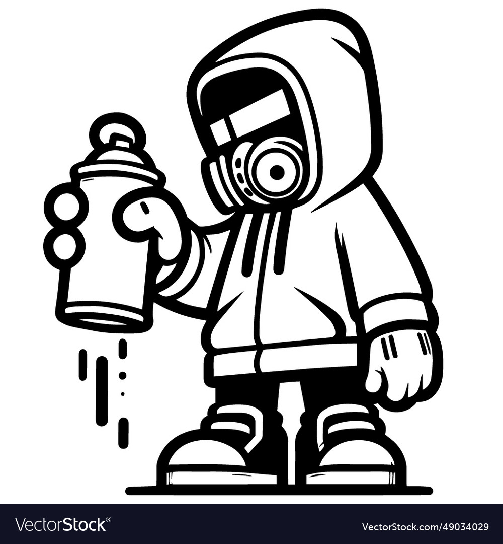 Masked graffiti artist with spraycan Royalty Free Vector