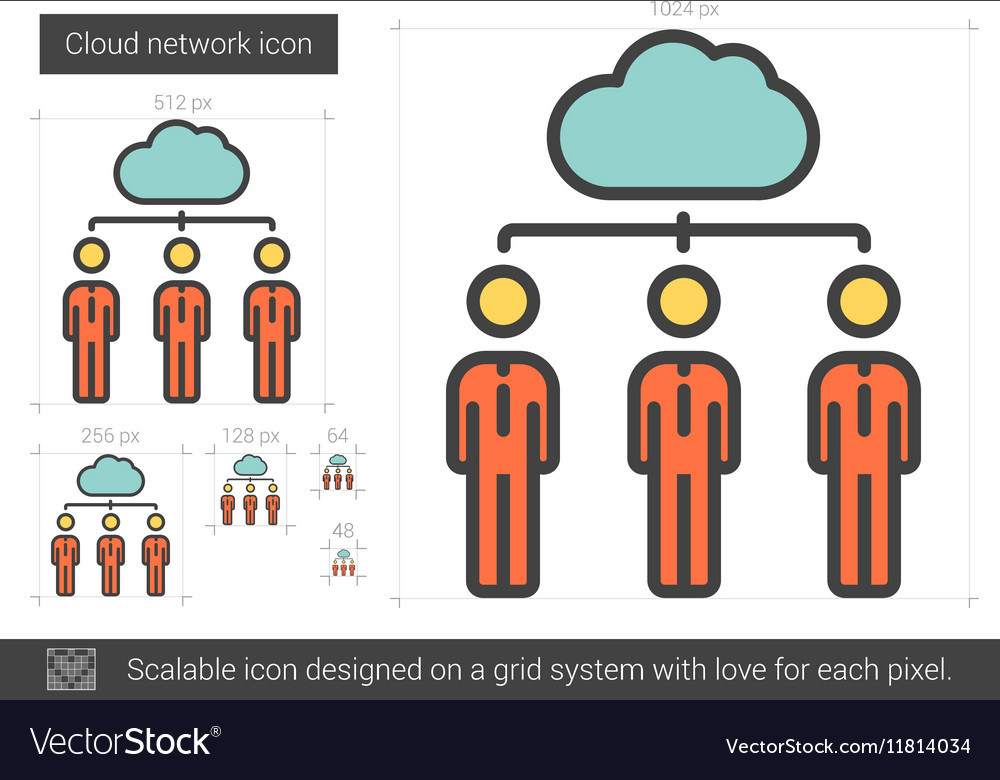 Cloud network line icon