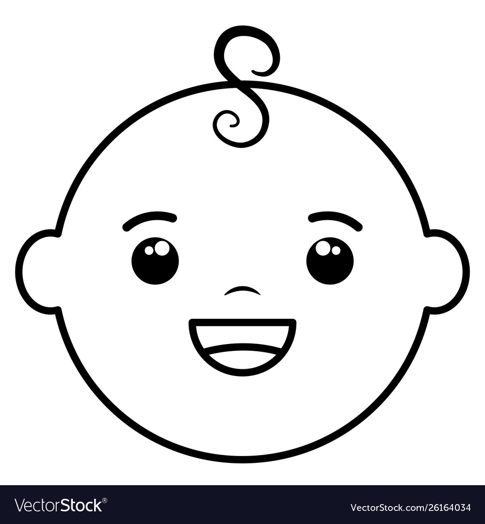 Cute little baby boy head character Royalty Free Vector