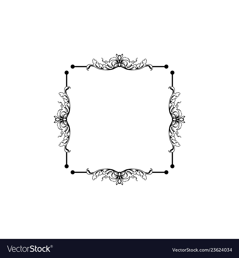 Floral vintage square frame isolated Royalty Free Vector