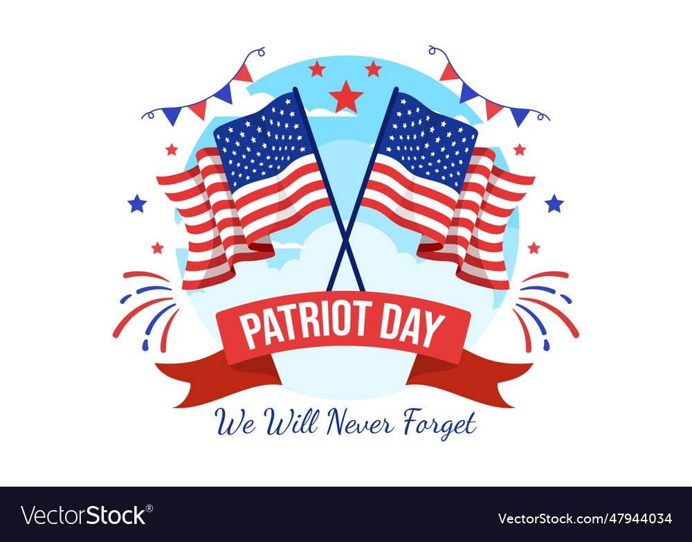 Happy usa patriot day with united states flag 911 Vector Image