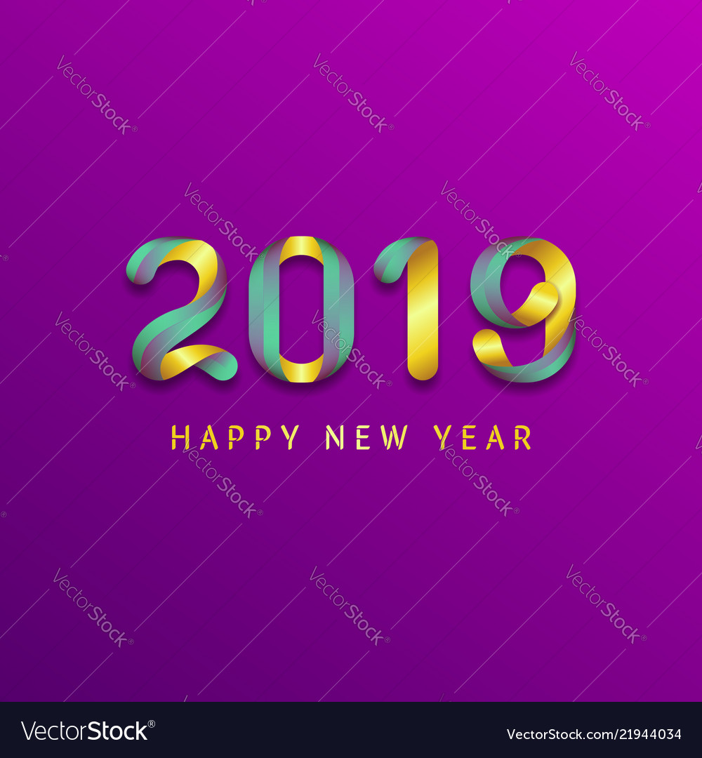 Inscription happy new year 2019 on purple Vector Image