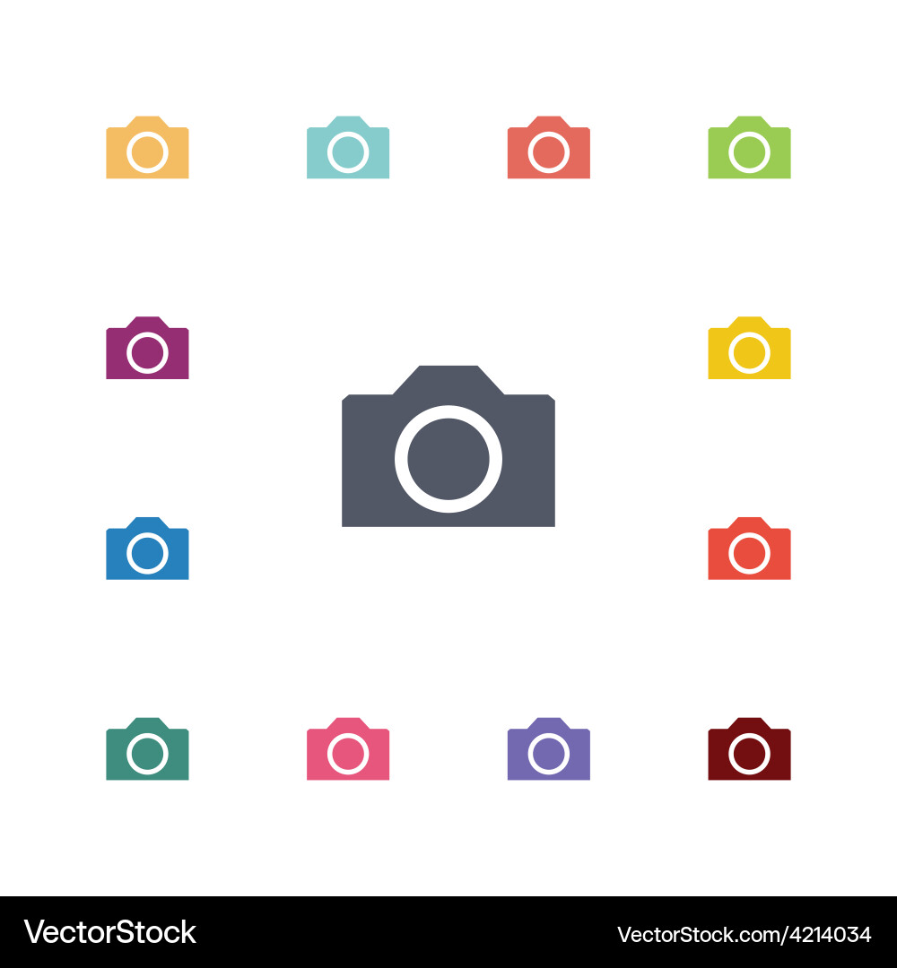 Photo camera flat icons set Royalty Free Vector Image