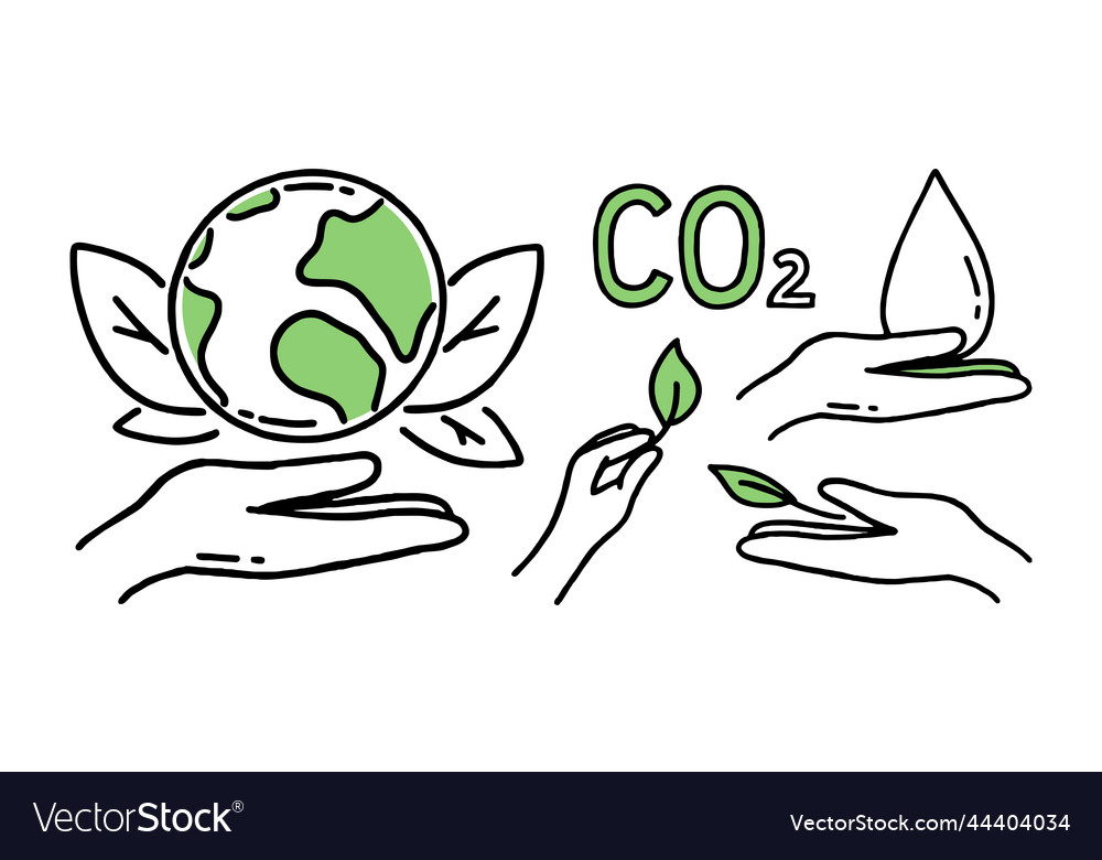 Set of elements co2 climate change concept green Vector Image