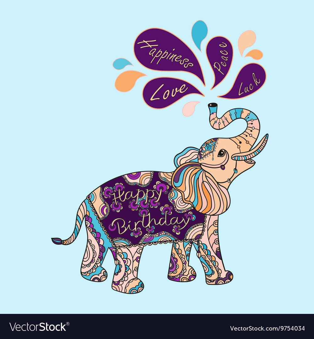 stylized fantasy patterned elephant royalty free vector