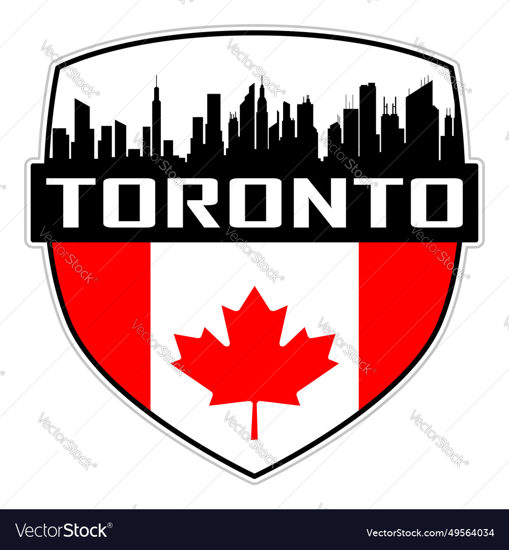 Toronto skyline silhouette canada flag travel logo