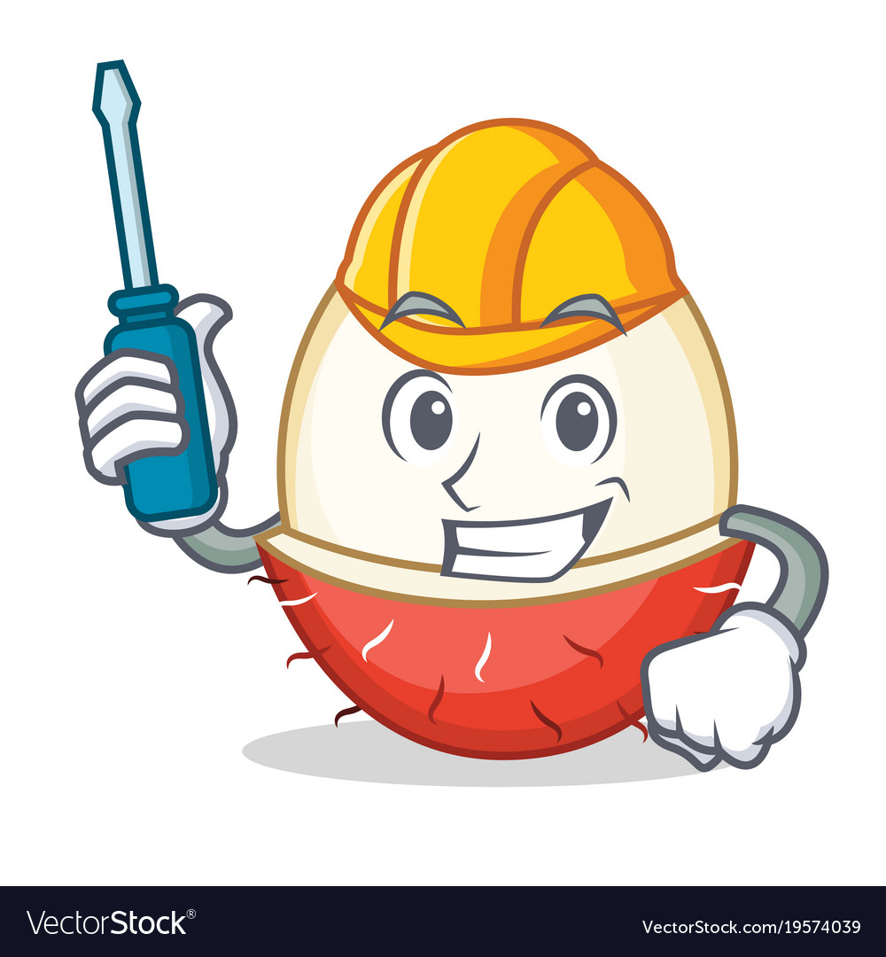 Automotive Rambutan Mascot Cartoon Style Vector Image