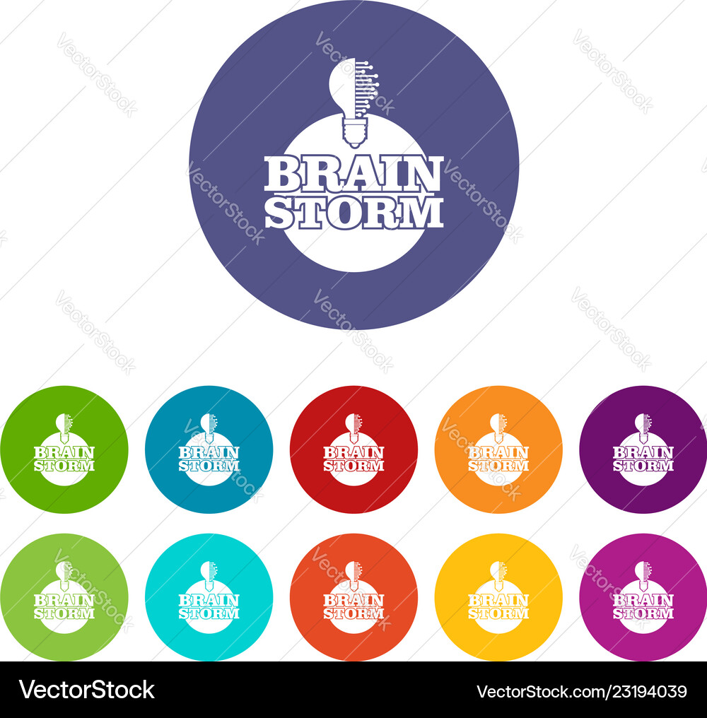 Brain creative icons set color Royalty Free Vector Image