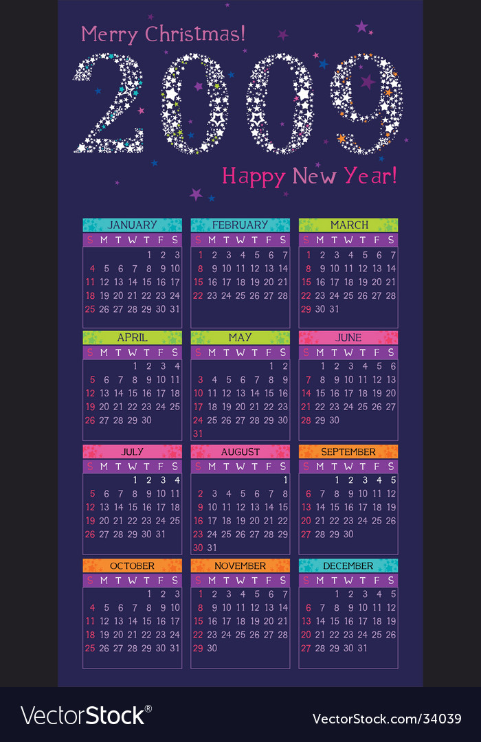Calendar for 2009 Royalty Free Vector Image - VectorStock