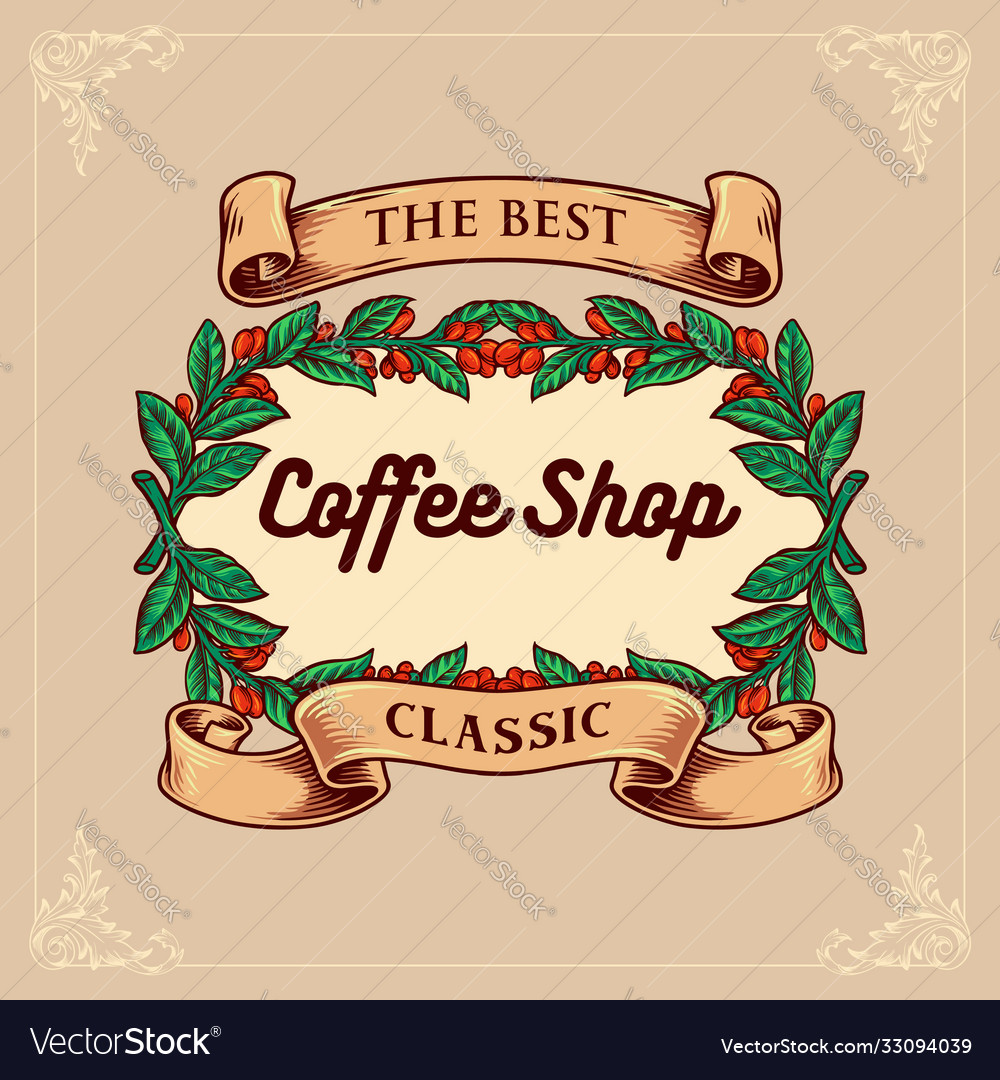 Coffee shop classic with vintage ribbon