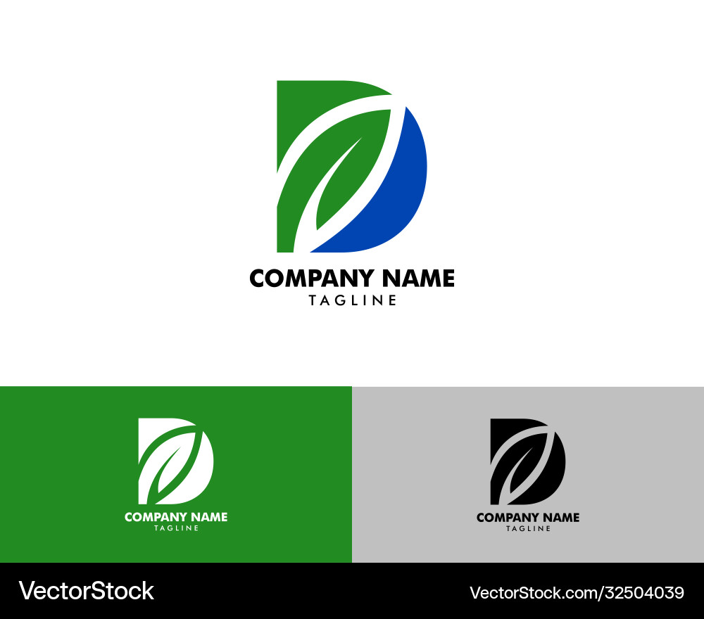 Initial letter d leaf logo design template element