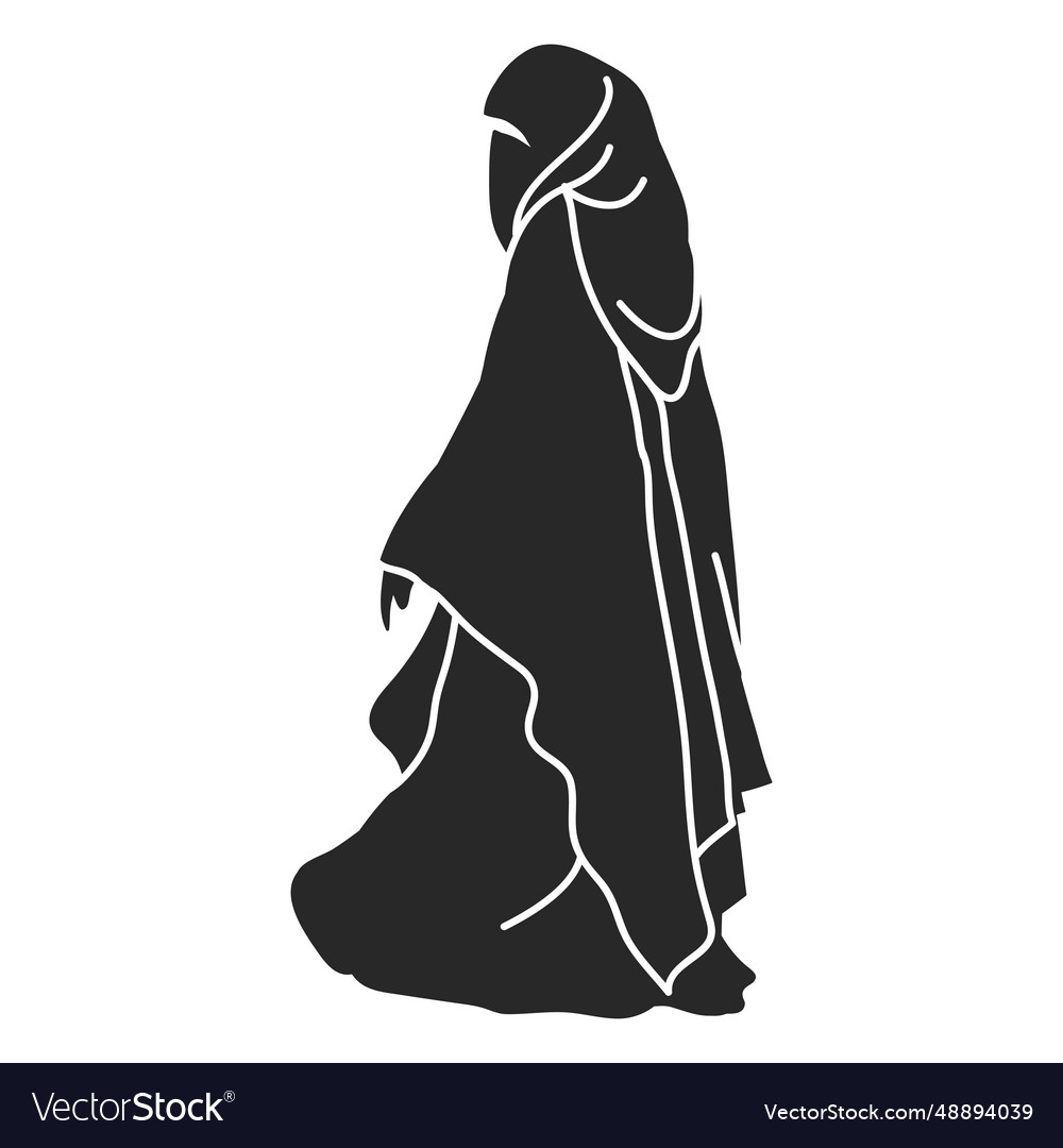 Islamic women veil walking left facing Royalty Free Vector